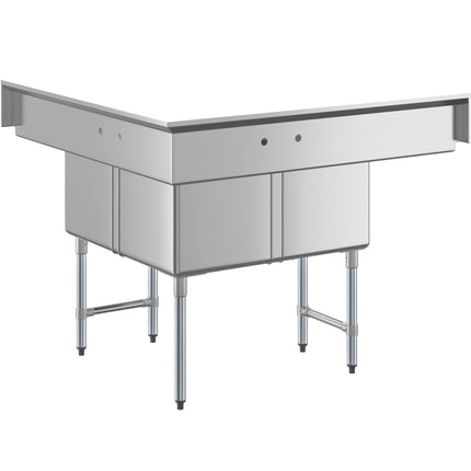 Bồn rửa góc thương mại ba khoang Steelton 145 cm kèm hai bàn ráo 46 cm