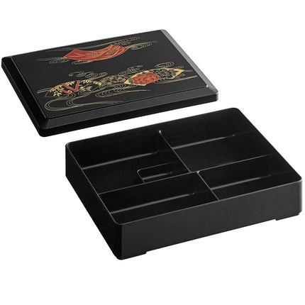 Hộp cơm bento nhựa 5 ngăn có nắp Emperor's Select 27 x 20 cm - Màu đen