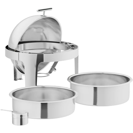 Nồi hâm buffet nắp lật tròn Acopa Supreme điểm nhấn mạ crôm 6,1 lít