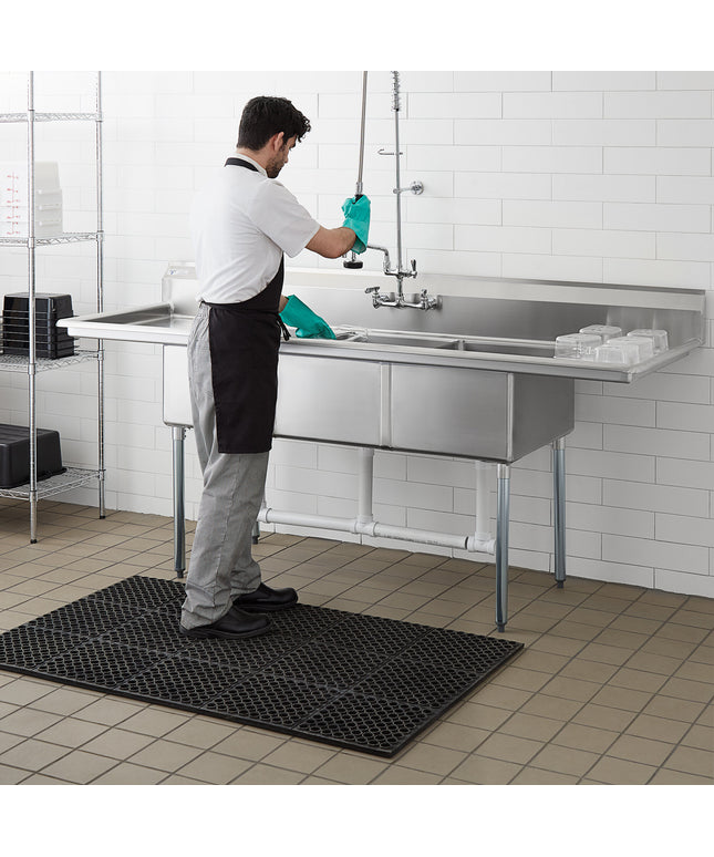 Bồn rửa công nghiệp ba ngăn thép không gỉ Steelton 229 cm kèm hai mặt ráo 46 cm