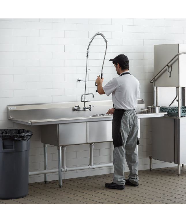 Chậu rửa 3 hộc thương mại Steelton 229 cm kèm 2 bàn ráo 46 cm và lòng chậu 46 x 46 x 30 cm