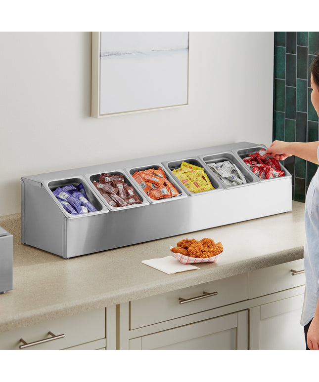 Bộ giá đựng khay hotel pan inox lớn ServSense kèm 6 khay cỡ 1/6