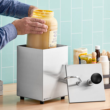 Bình phân phối gia vị dạng bơm ServSense thép không gỉ 3,5 lít vòi bơm inox 30 ml