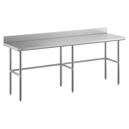 Bàn thao tác inox chân hở 304 gauge 14 tấm chắn sau 10 cm Regency Spec Line Easy Attach 61 x 213 cm