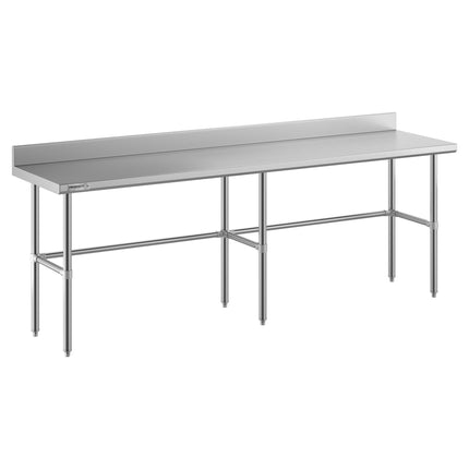 Bàn thao tác chân hở inox Regency Spec Line Easy Attach 61 x 244 cm dày 14 gauge kèm tấm chắn sau 10 cm