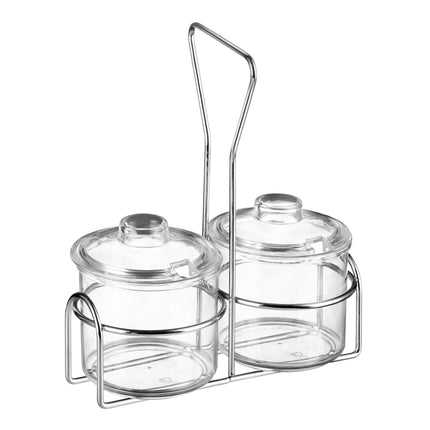 Giá đựng gia vị dây thép Choice 2 ngăn kèm 2 hũ nhựa trong 207 ml có nắp
