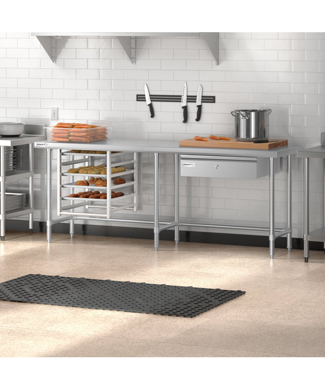Bàn thao tác chân hở inox Regency Spec Line Easy Attach 61 x 213 cm dày 14 gauge