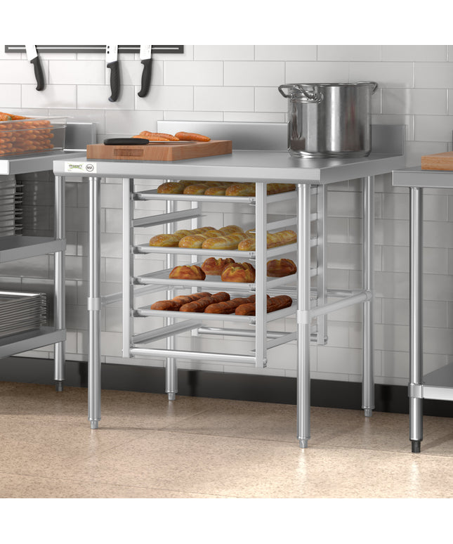Bàn thao tác công nghiệp inox chân hở Regency Spec Line Easy Attach 76 x 91 cm 14-gauge với tấm chắn hắt 10 cm
