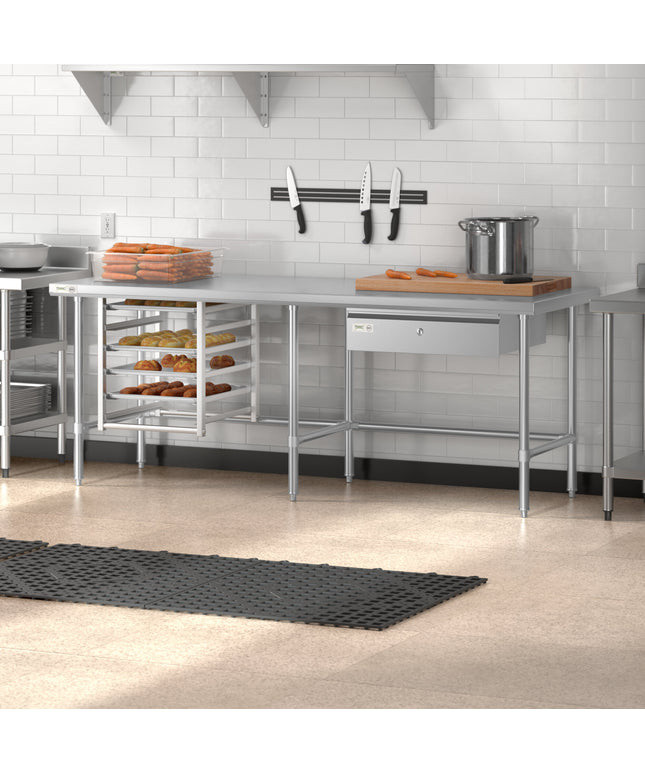 Bàn thao tác inox chân hở 304 gauge 14 Regency Spec Line Easy Attach 76 x 213 cm
