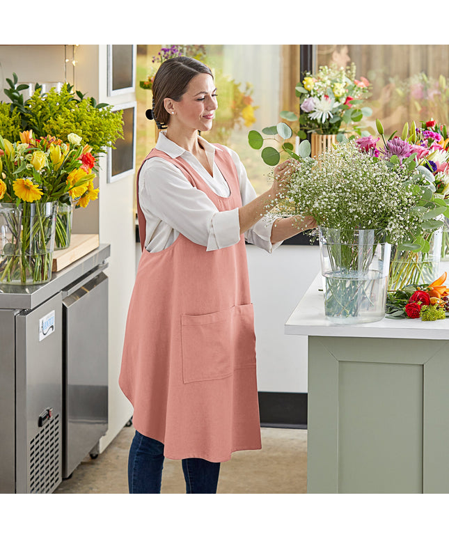 Tạp dề yếm chui đầu 2 túi vải lanh màu hồng tím Acopa Ashville 94,0 x 109,2 cm