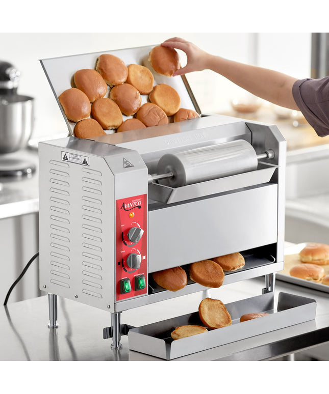 Máy nướng bánh mì băng tải tiếp xúc dọc Avantco BT18AXL, khay nạp dài - 120V, 1600W
