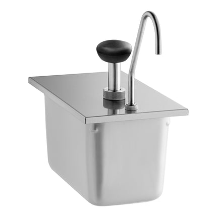 Bình phân phối gia vị dạng bơm ServSense inox 12 ml kèm khay hotel pan cỡ 1/4 Vigor
