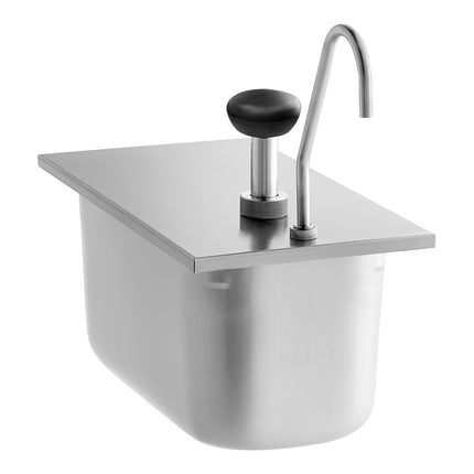 Bình phân phối gia vị dạng bơm ServSense inox 12 ml kèm khay hotel pan cỡ 1/3 Vigor