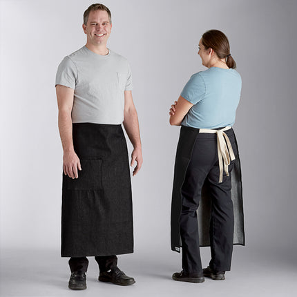 Tạp dề bistro túi denim màu tự nhiên Acopa Kennett 83,8 x 76,2 cm