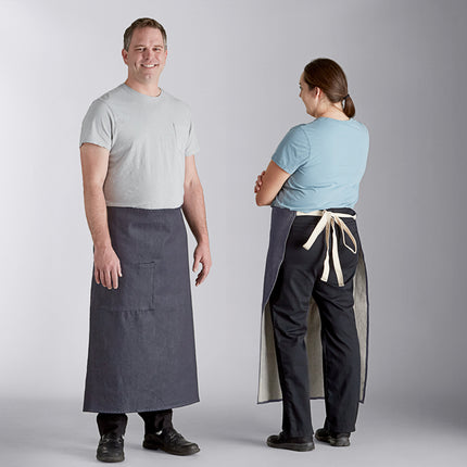 Tạp dề bistro túi denim màu tự nhiên Acopa Kennett 83,8 x 76,2 cm