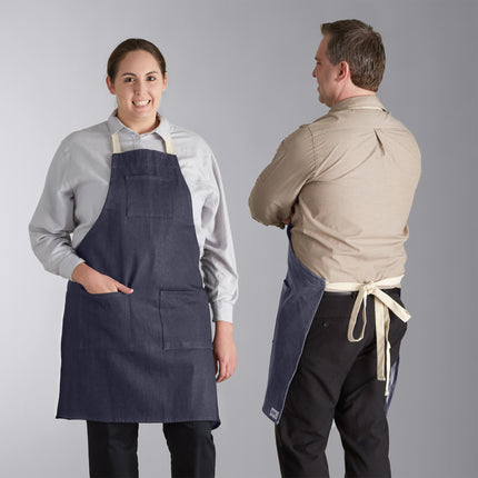 Tạp dề yếm 3 túi denim điều chỉnh màu tự nhiên Acopa Kennett 81,3 x 76,2 cm