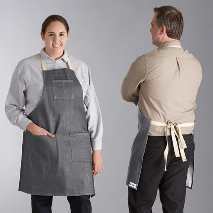 Tạp dề yếm 3 túi denim điều chỉnh màu tự nhiên Acopa Kennett 81,3 x 76,2 cm
