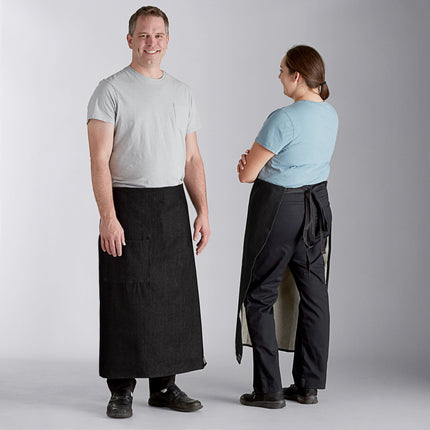 Tạp dề bistro túi denim màu đen Acopa Kennett 83,8 x 76,2 cm