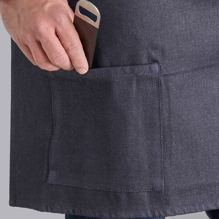 Tạp dề nửa bistro 2 túi denim màu tự nhiên Acopa Kennett 45,7 x 76,2 cm