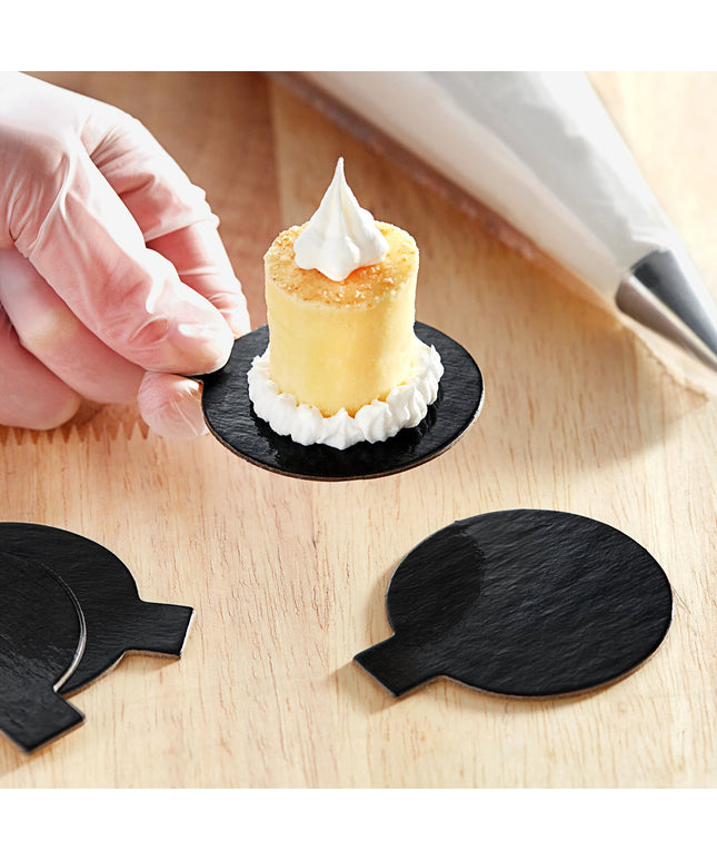 Đế lót tráng miệng tròn có tai Enjay 5,4 cm - Màu đen, Thùng 500 cái