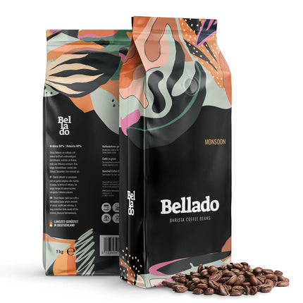 (24x 1kg) BELLADO | Save 16%/kg Monsoon Espresso Beans – Dark roast-60/40 Arabica/Robusta-Cocoa-earthy-whisky