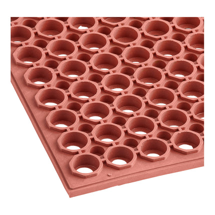 Thảm sàn công nghiệp Choice 3' 7,6 cm x 4' 26,7 cm đỏ Rubber Straight viền Grease-Resistant Anti-Fatigue sàn Mat - 2,2 c