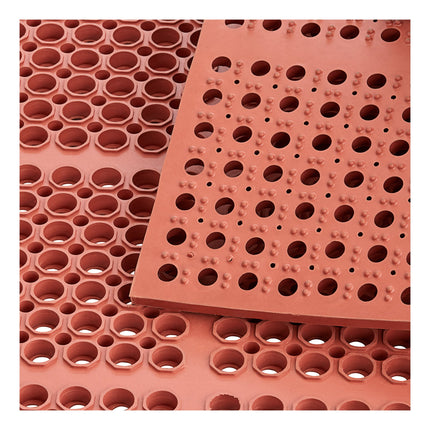 Thảm sàn công nghiệp Choice 3' 7,6 cm x 4' 26,7 cm đỏ Rubber Straight viền Grease-Resistant Anti-Fatigue sàn Mat - 2,2 c