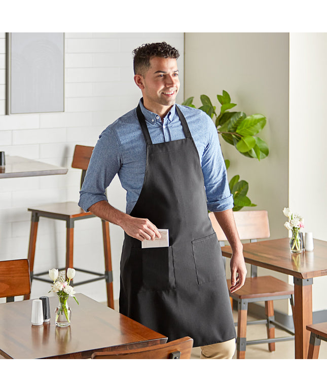 Tạp dề yếm 2 túi polyester màu đen Choice