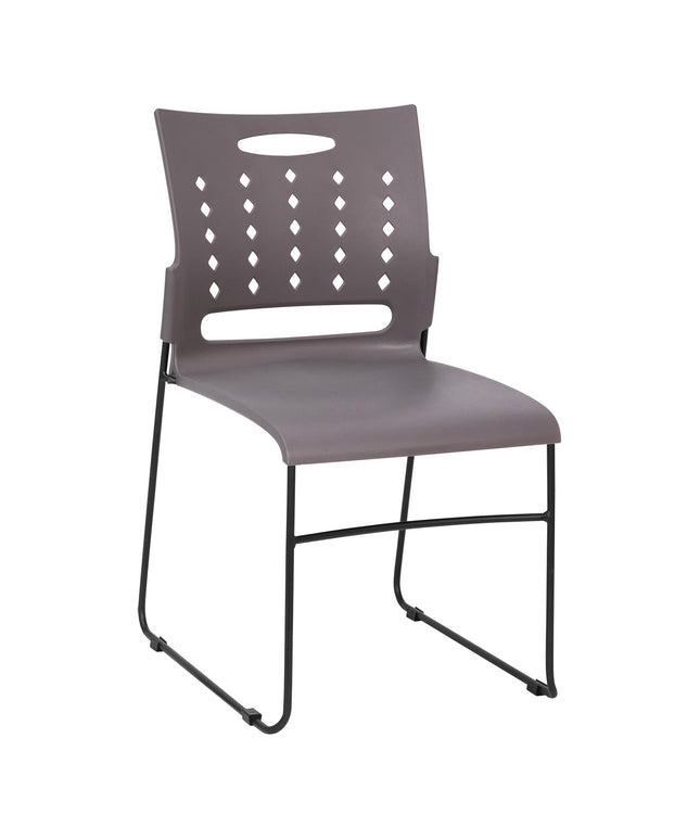 Ghế xếp chồng lưng thoáng khí Flash Furniture Hercules màu xám họa tiết kim cương chân trượt đen