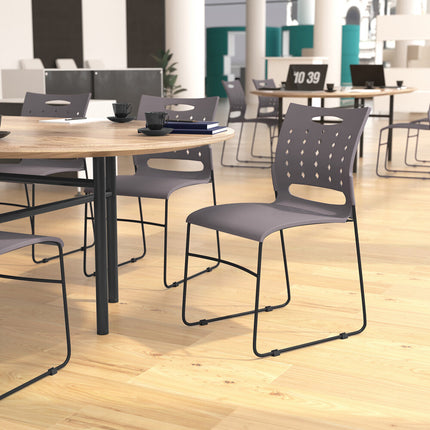 Ghế xếp chồng lưng thoáng khí Flash Furniture Hercules màu xám họa tiết kim cương chân trượt đen
