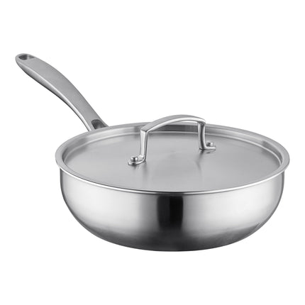 Chảo nấu sốt saucier thép không gỉ ba lớp Vigor SS3 Series 2,8 lít, kèm nắp