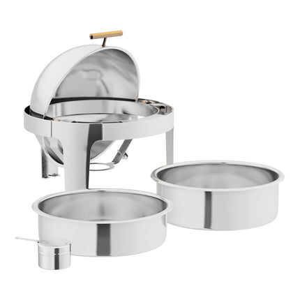 Nồi hâm buffet nắp lật tròn Acopa Supreme điểm nhấn vàng 6,1 lít