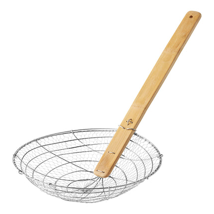 Vợt hớt lưới thô thép không gỉ Emperor's Select 36 cm với cán tre