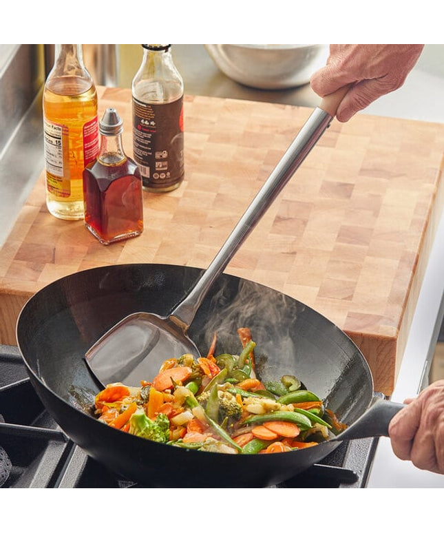 Xẻng chảo wok lớn cán gỗ Emperor's Select 12 x 10 cm với cán 39 cm