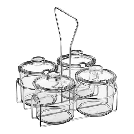 Giá đựng gia vị dây thép 4 ngăn kèm 4 hũ nhựa trong Choice 207 ml có nắp