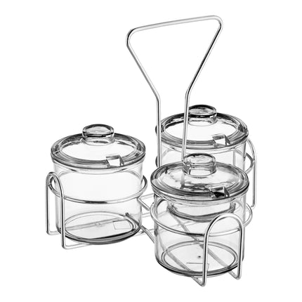 Khay đựng gia vị dây thép 3 ngăn Choice với 3 hũ nhựa trong 207 ml có nắp