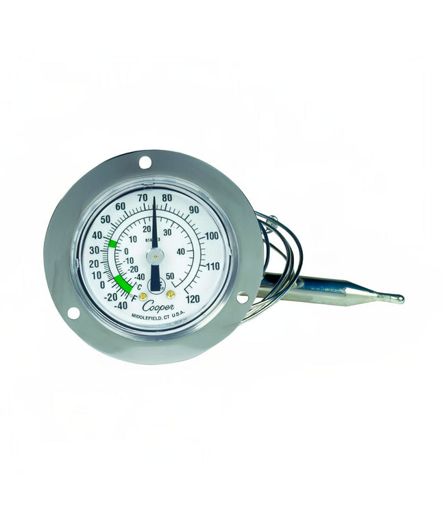 Nhiệt Kế Mặt Số Hai Thang Đo Cooper 6142-13-3 Mặt Bích Trước 5.1 cm, -40 Đến 120 Độ F