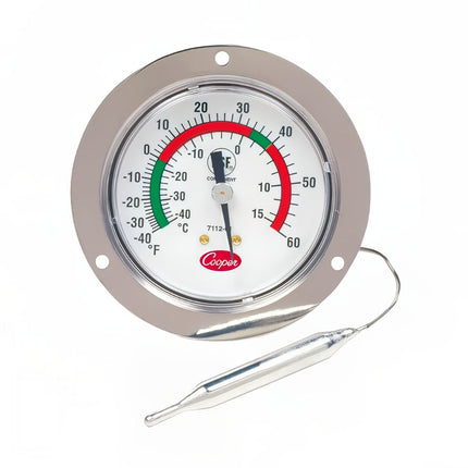 Nhiệt Kế Mặt Số Cooper 7112-01-3 6.35 cm Kiểu Gắn Bảng Mặt Bích Trước, -40 Đến 60 Độ F, NSF