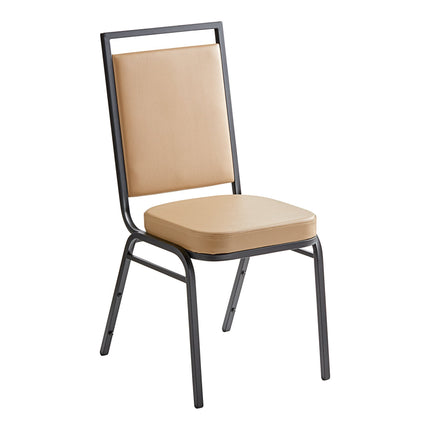 Ghế tiệc lưng vuông Lancaster Table & Seating với simili nâu vàng và khung đen