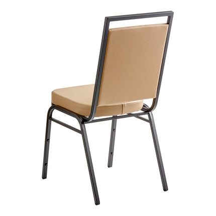Ghế tiệc lưng vuông Lancaster Table & Seating với simili nâu vàng và khung đen