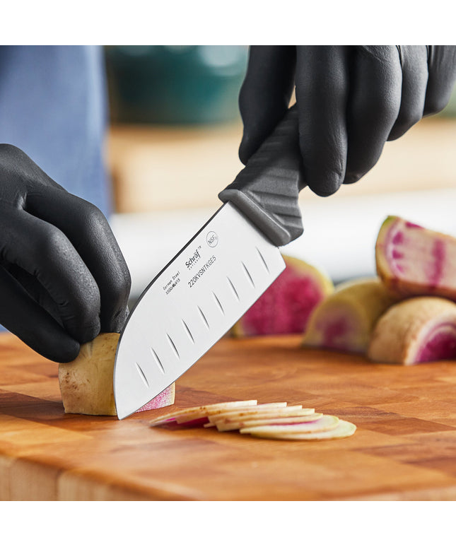 Dao Santoku lưỡi rãnh Granton Schraf 13 cm với cán TPRgrip
