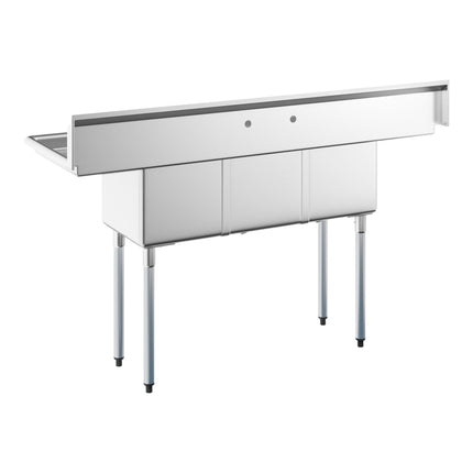Bồn rửa ba ngăn Steelton 168 cm, hai bàn thoát nước 30 cm, lòng bồn 36 x 41 x 30 cm