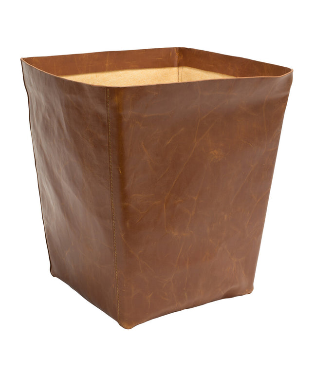 Thùng rác khách sạn room360 Austin 13,2 lít nâu giả Leather Flare Wastebasket - Gói 4 cái