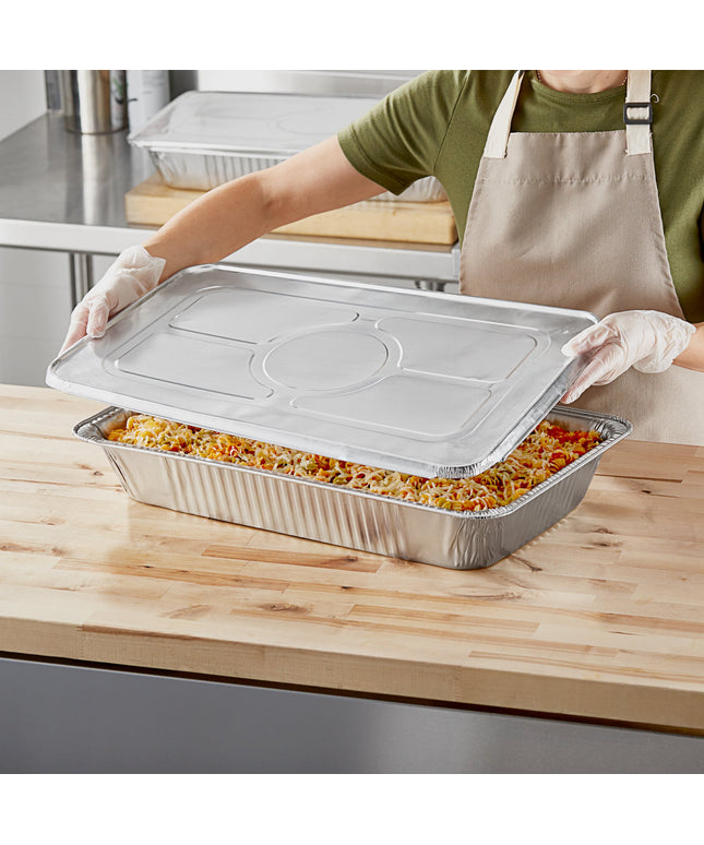 Khay hấp giấy bạc chịu lực Choice full size sâu 8,6 cm kèm nắp - Gói 10 cái