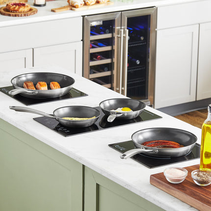 Chảo chiên chống dính thép không gỉ ba lớp Vigor SS3 Series 25 cm, phủ Excalibur