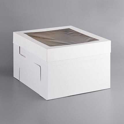 Hộp bánh gato điều chỉnh trắng có cửa sổ Enjay B-FB18 Flexbox 46 x 46 x 30 cm - Gói 5 cái
