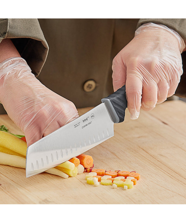 Dao Nakiri lưỡi rãnh Granton Schraf 17,8 cm tay cầm TPRgrip