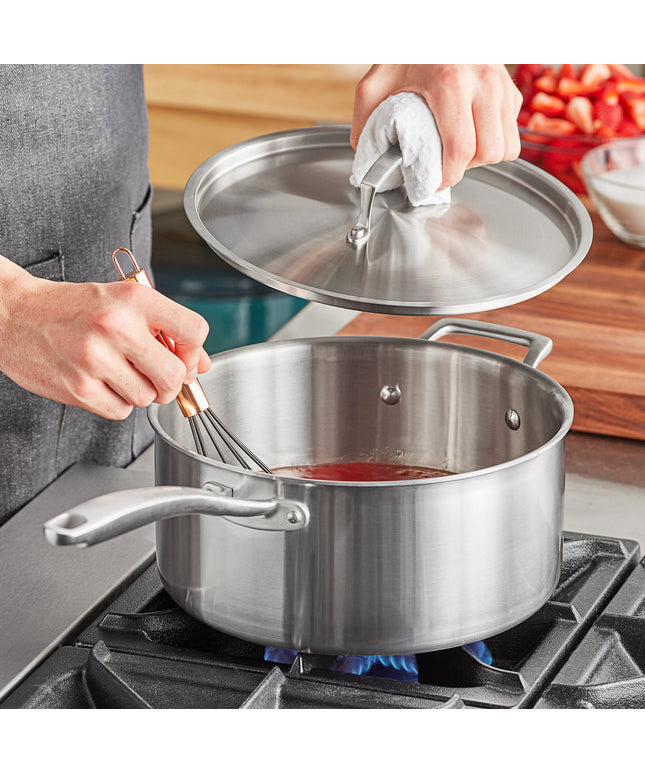 Nồi nấu sốt inox ba lớp Vigor SS3 Series 6,6 lít kèm nắp và tay cầm phụ