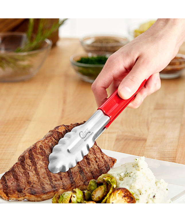 Kẹp gắp inox răng cưa cán bọc đỏ Choice 24 cm