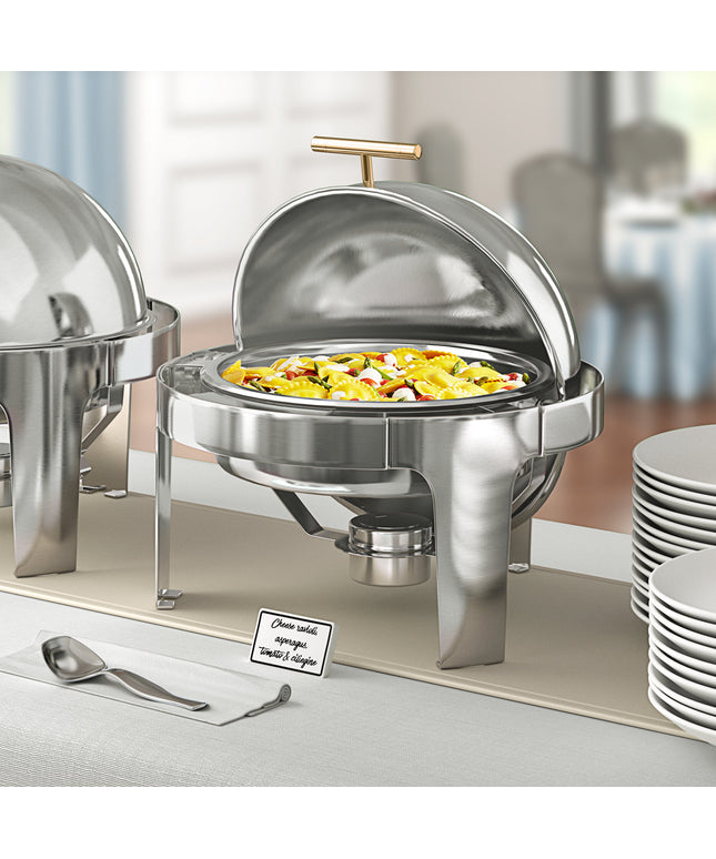 Nồi hâm buffet nắp lật tròn Acopa Supreme điểm nhấn vàng 6,1 lít